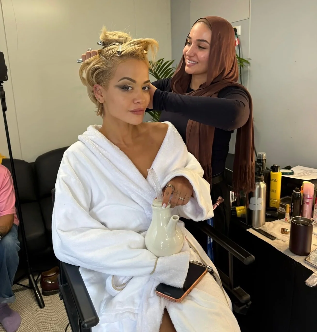 Mya Kaake styling Rita Ora backstage